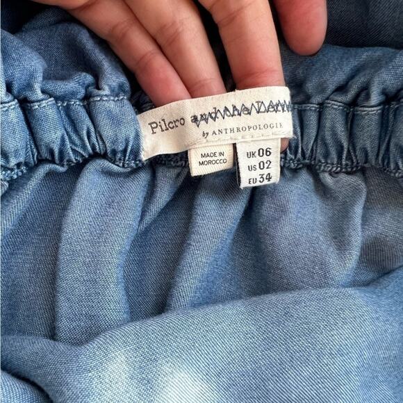 Anthropologie Pilcro Off-The-Shoulder Chambray Midi Dress Size 2 - Picture 7 of 8